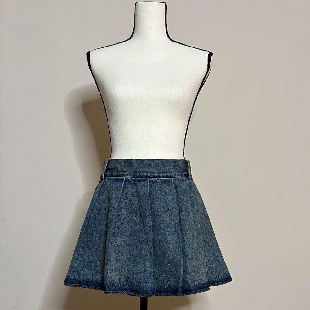 🪁🪣🩱Denim Pleated Mini Skirt - Blue